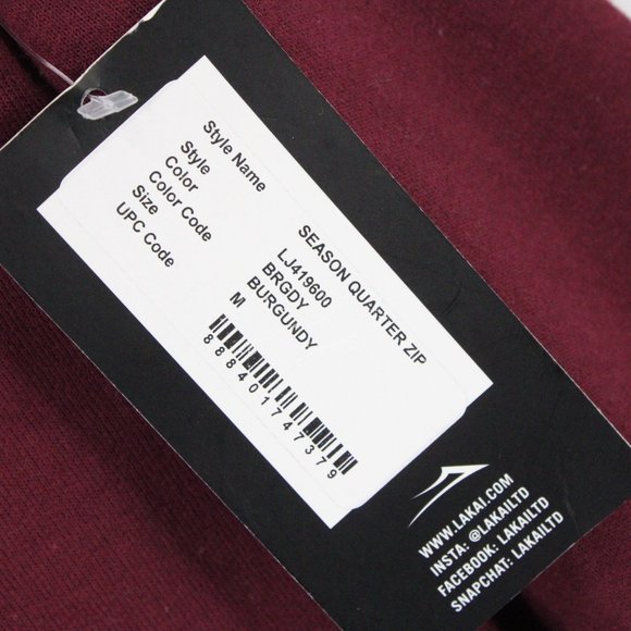 Lakai Sweater Mens Red Pullover Quarter Zip Long Sleeve Cotton Size Medium M NWT - Picture 6 of 10